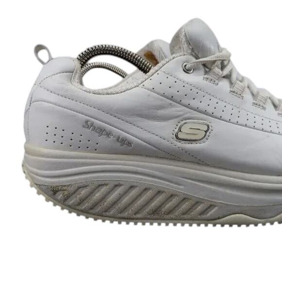 Skechers Shoes Womens 9 Shape Up Sneaker Work Slip Resistant Leather White Retro - Picture 2 of 15